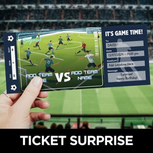Soccer Game Ticket Template, Soccer Birthday Invitation, Football Ticket Surprise, Sports Ticket Invite, Printable Gift
