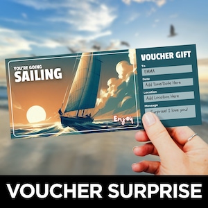 Sailing Ticket Template, Water Sport Voucher, Printable Sailing Coupon, Sport Ticket Surprise, Gift Experience