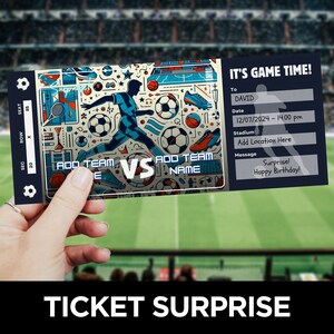 Soccer Game Ticket Template, Soccer Birthday Invitation, Football Ticket Surprise, Sports Ticket Invite, Printable Gift