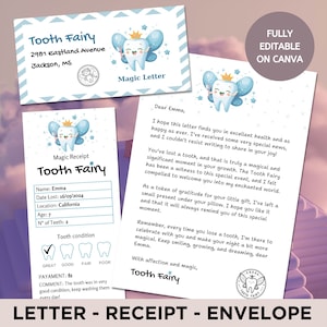 Tooth Fairy Certificate, Printable Tooth Fairy Letter, Tooth Fairy Letter Template, First Lost Tooth, Printable Receipt