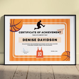 Editable Basketball Awards, Basketball Certificate, Sports Certificate, End Of Season - 30 Pre-Made Basketball Team Awards