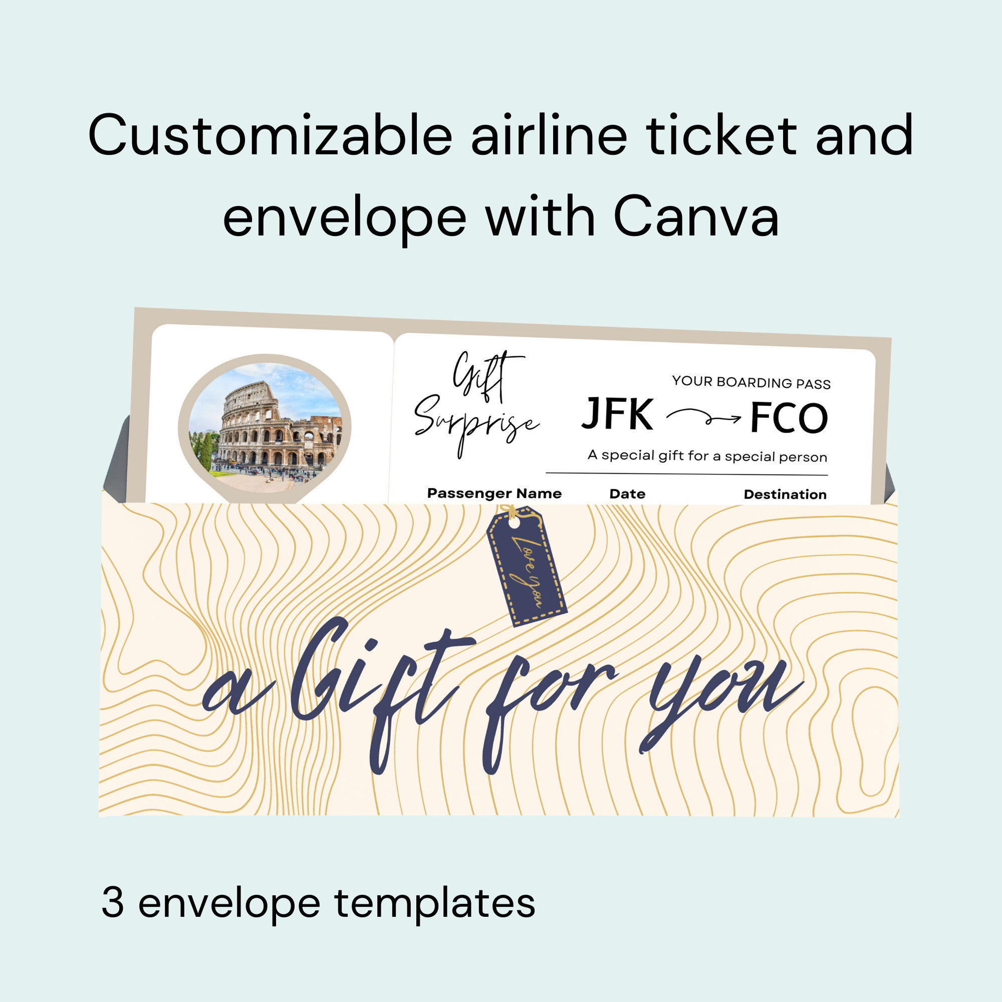 Editable Plane Ticket Template, Boarding Pass Ticket Template, Airline ...