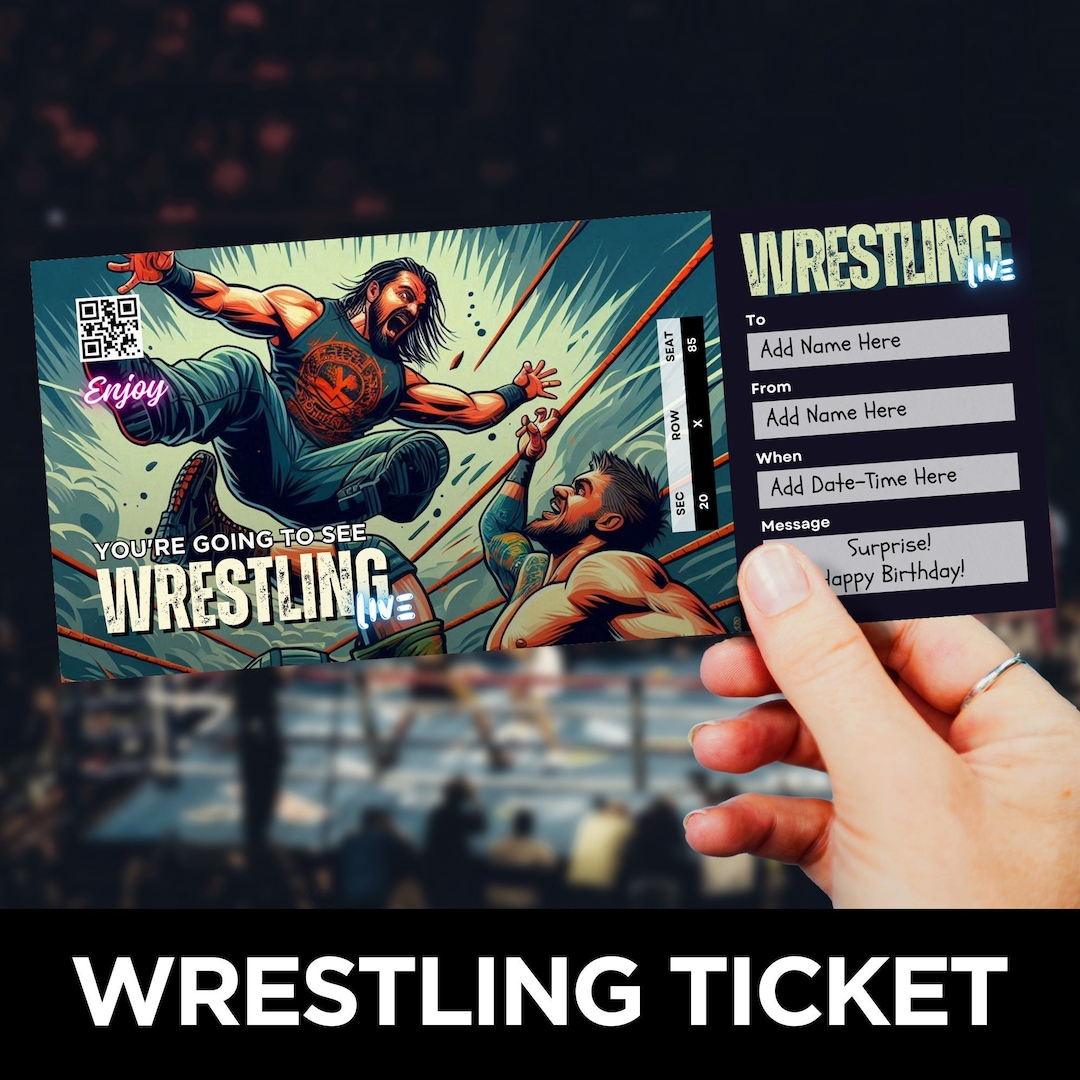 Printable Wrestling Tickets Template, WWE Ticket, Raw Ticket, Wrestlemania Tickets, Live WWE