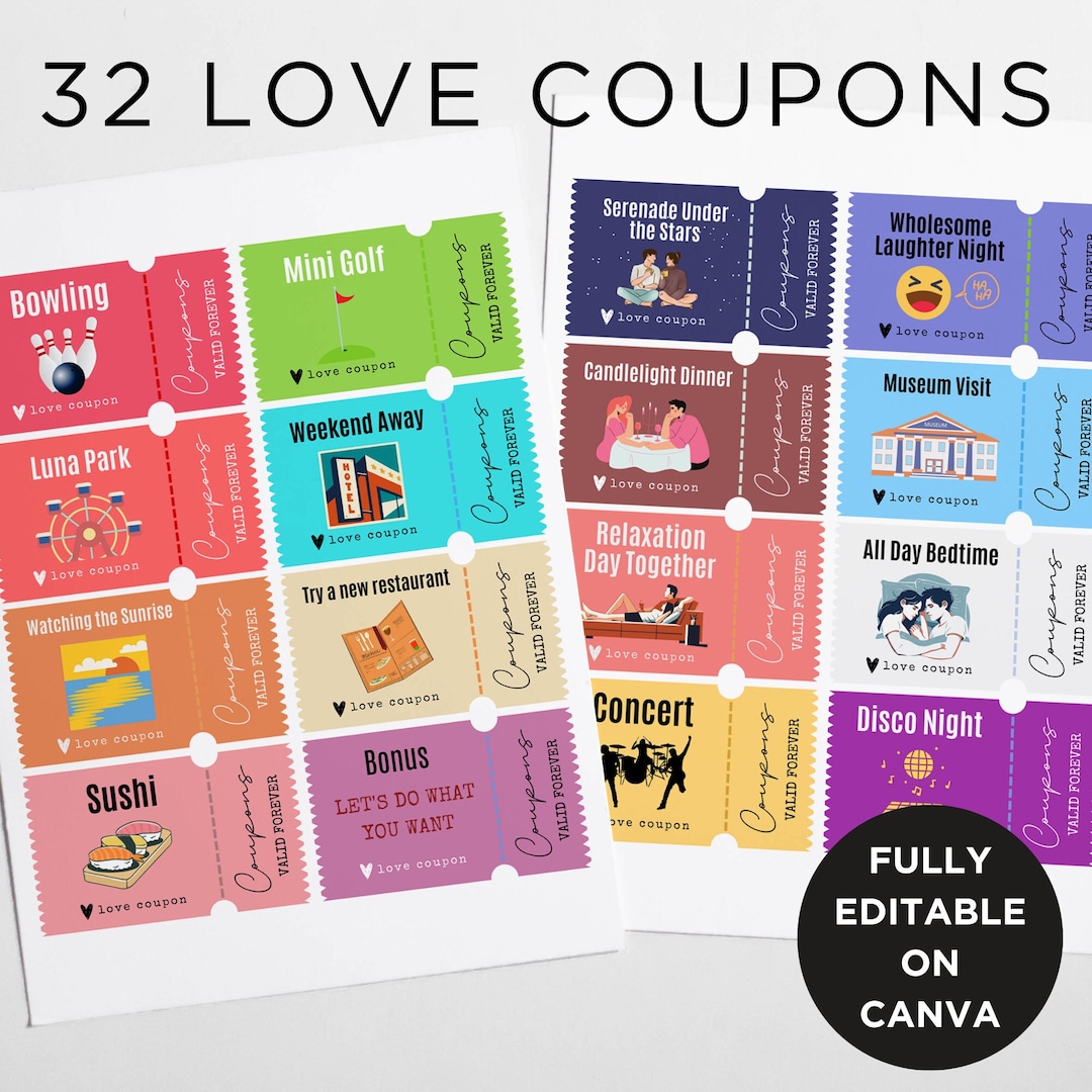 Love Coupons Template, Love Coupons for Him-her, Relationship Coupons ...