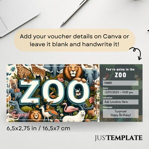 Zoo Ticket Template, Printable Event Ticket, Safari Park, Gift Voucher ...