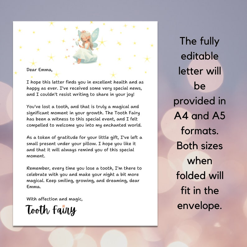 Tooth Fairy Certificate, Printable Tooth Fairy Letter, Tooth Fairy ...