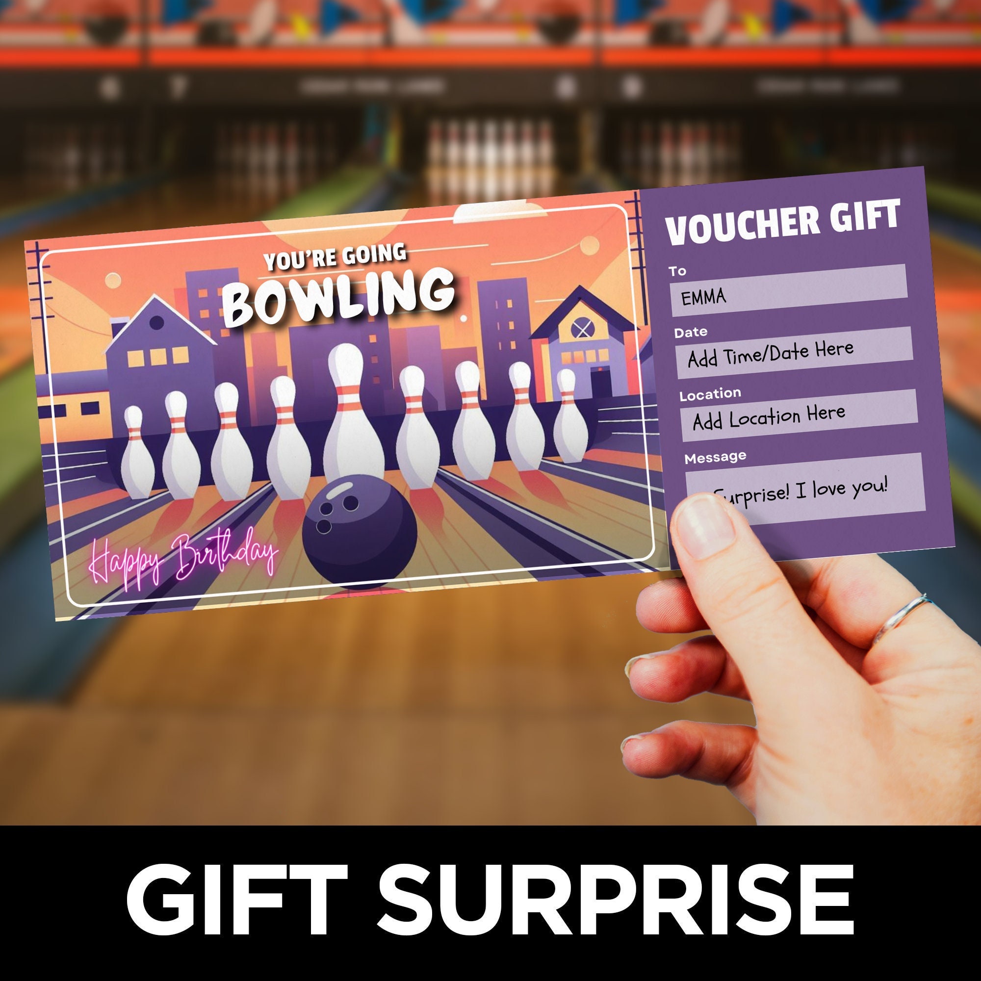 Bowling Birthday Invitation, Bowling Party Invite, Bowling Coupon ...