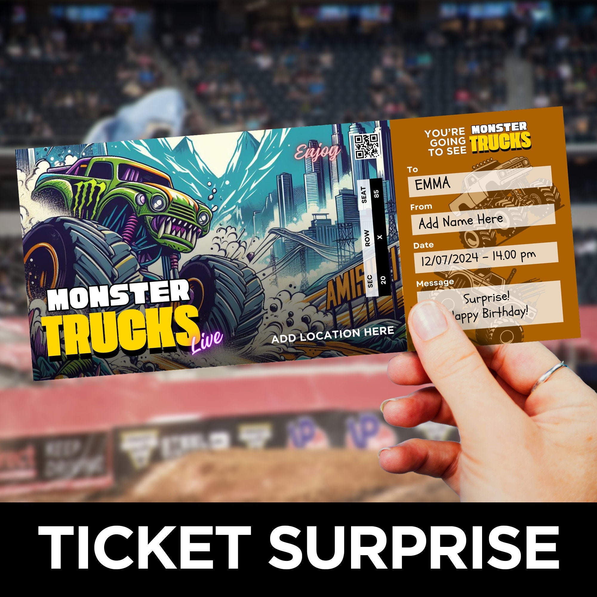 Monster Truck Ticket Template, Monster Truck Show, Monster Truck