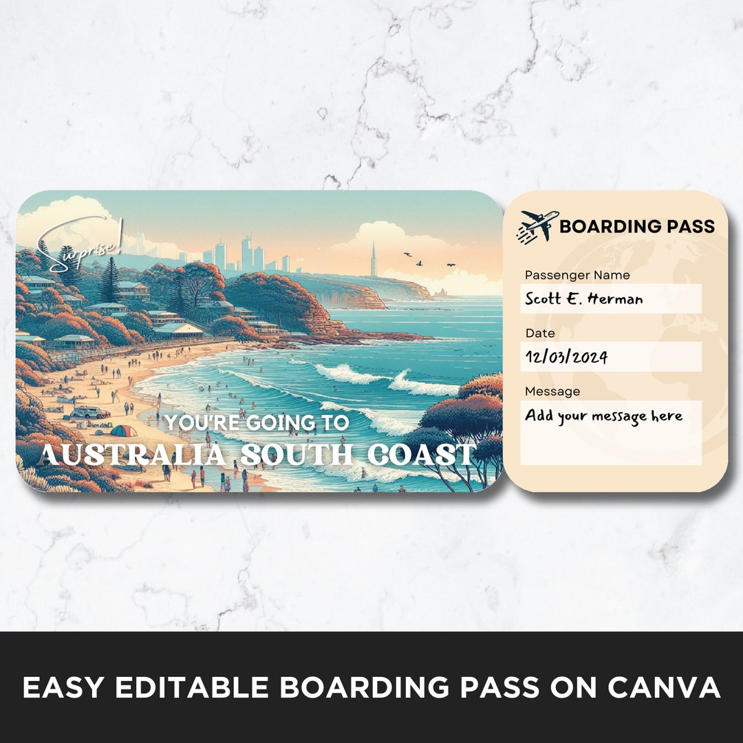 Australian Plane Ticket Template, Boarding Pass Ticket Template ...