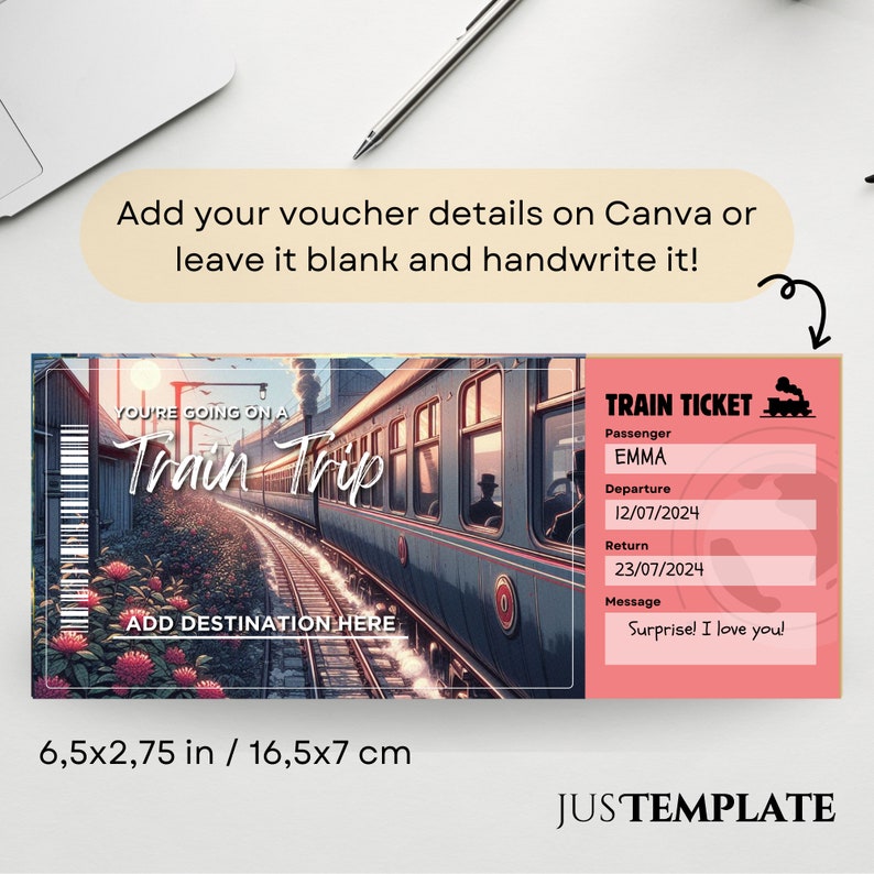 Train Ticket Template, Editable Boarding Pass, Train Ticket Download ...
