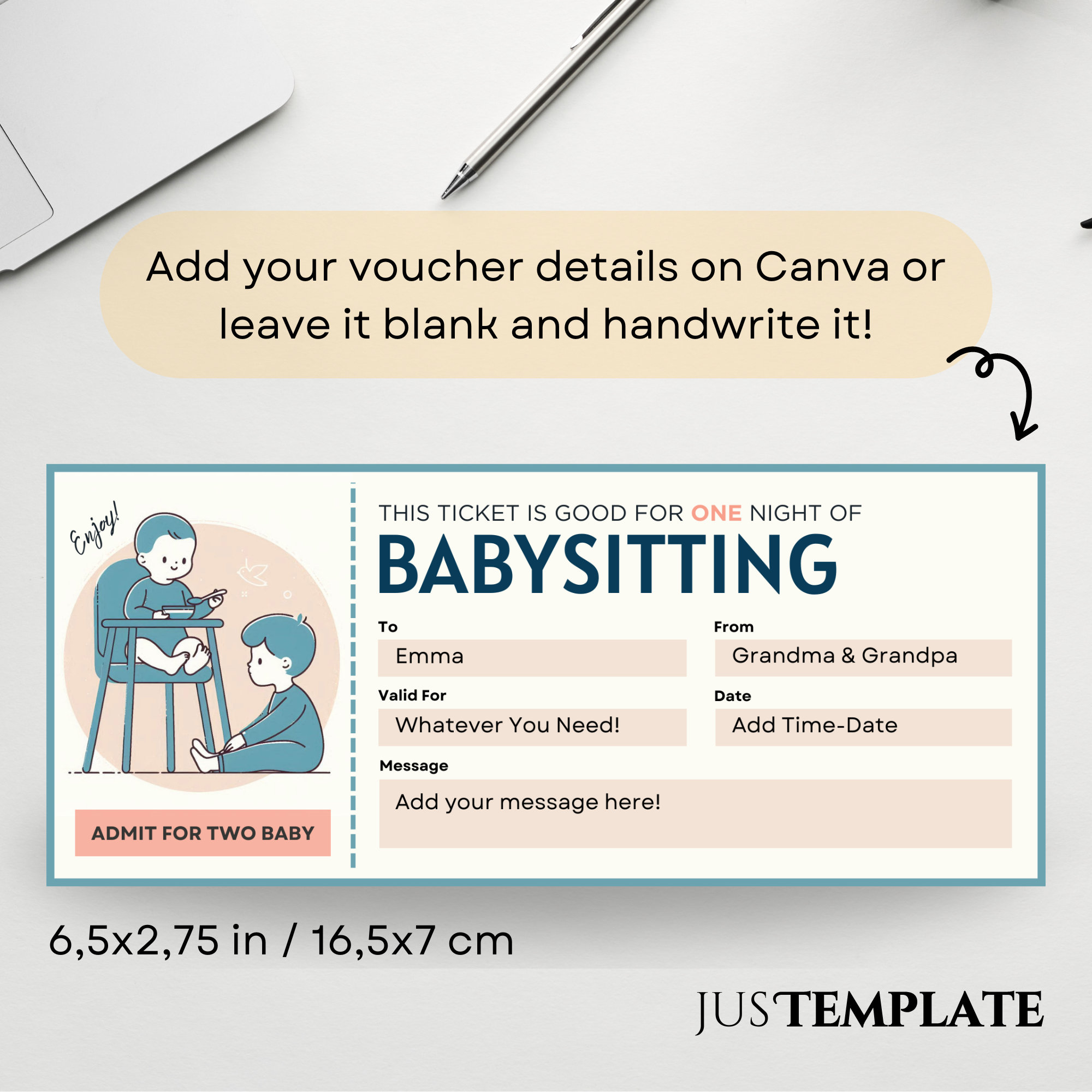 Printable Babysitting Voucher, Gift Coupon Template, Babysitter Coupon