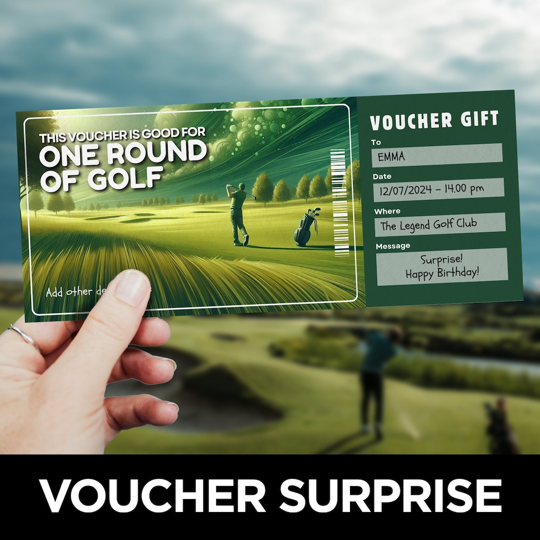 Golf Voucher Template, Golf Coupon, Golf Trip, Golf Gift Card, Sport