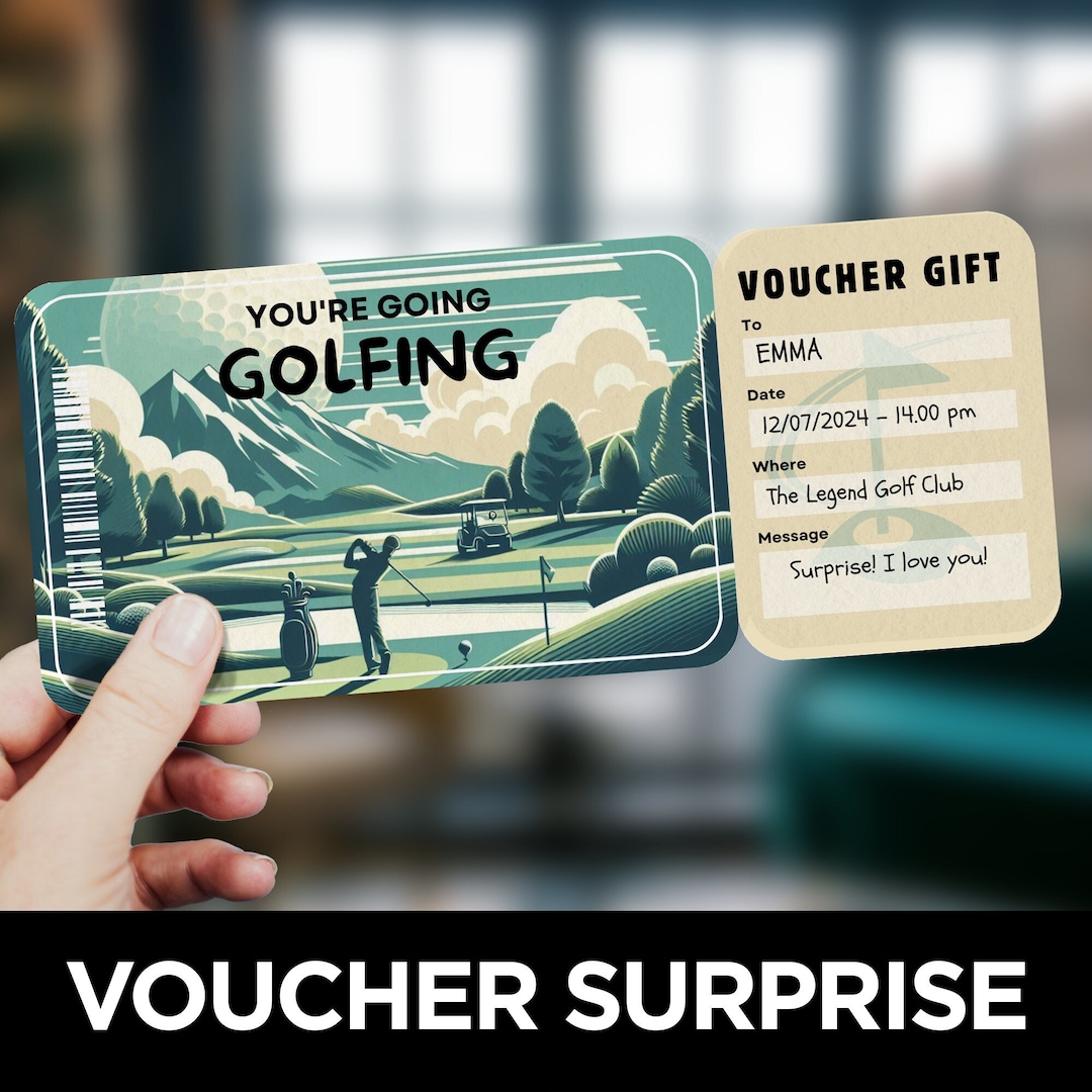 Golf Voucher Template, Golf Voucher, Golf Trip, Golf Gift Card, Printable Ticket, Surprise Gift