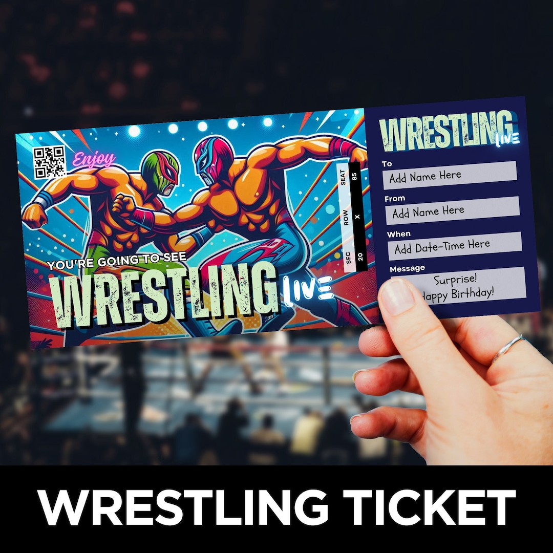 Printable Wrestling Tickets Template, WWE Ticket, Raw Ticket, Wrestlemania Tickets, Live WWE