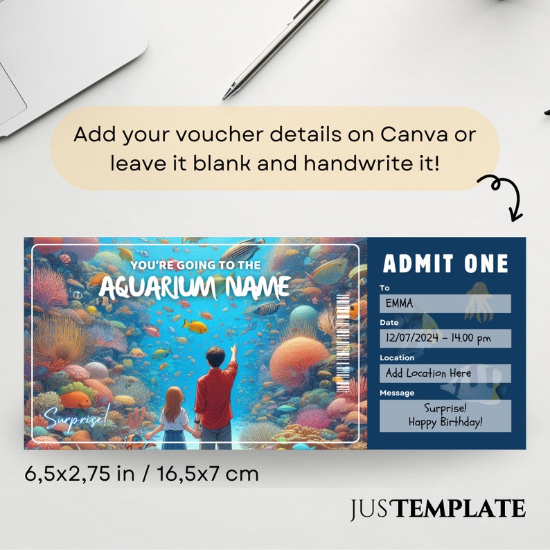 Aquarium Ticket Template, Ocean Park Ticket, Aquarium Visit Tour ...