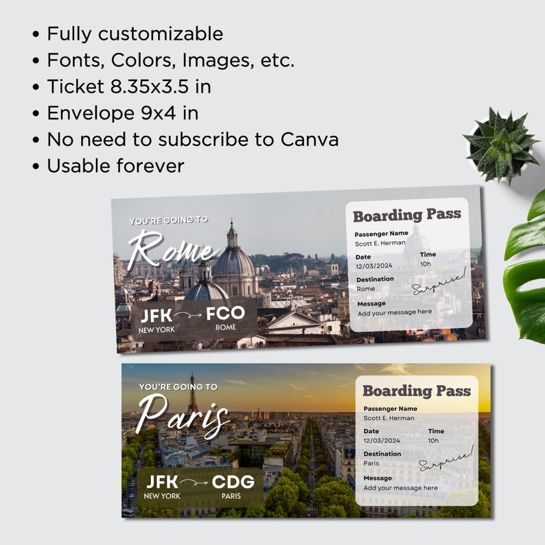Custom Pass Tickets Boarding Pass Ticket Template, Editable Plane Ticket Template, Airline ...
