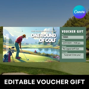 Golf Ticket Template, Golf Voucher, Golf Trip, Golf Gift Card, Sport Ticket, Surprise Gift, Gift Voucher, Event Ticket