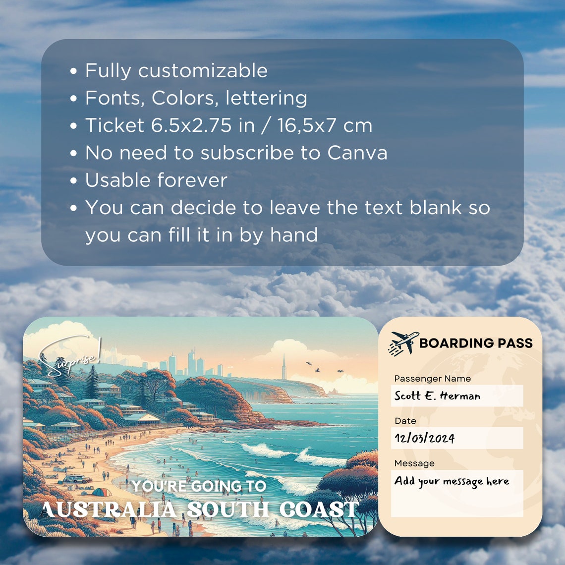 Australian Plane Ticket Template, Boarding Pass Ticket Template ...