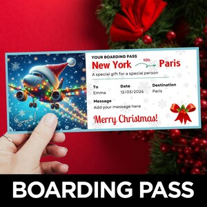 Cartão de embarque de Natal, Surpresa de viagem, Modelo de passagem aérea, Cartão de embarque de voo, Escapadinha de Natal, Férias de Natal em família