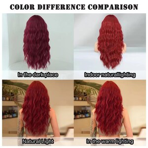 Long Hot Red Curly Wavy Wig Heat Resistant Synthetic Hair Wigs image 5