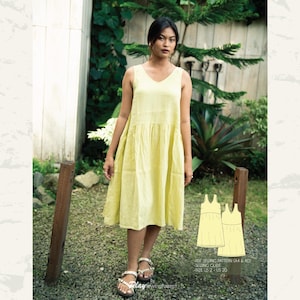 Piper Casual Linen Dress Sewing Pattern – Flowing Sleeveless A-Line Dress – PDF for Summer Capsule