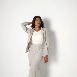 linen pants / high waist Linen pants / women pants with pockets / Casual Linen pants image 5