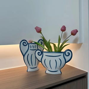 Handmade Greek Style Ceramic Vase,Hand painted Abstract Home Decor Vase