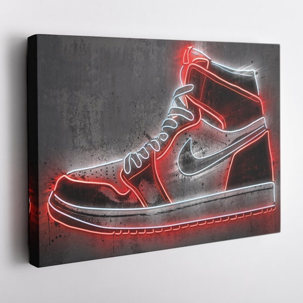 Air Jordan Classic Poster Neon Canvas Wall Art Home Decor Framed Poster Man Cave Gift