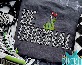 Be Original PNG Faux Embroidery Digital Design Halloween Sublimation Design