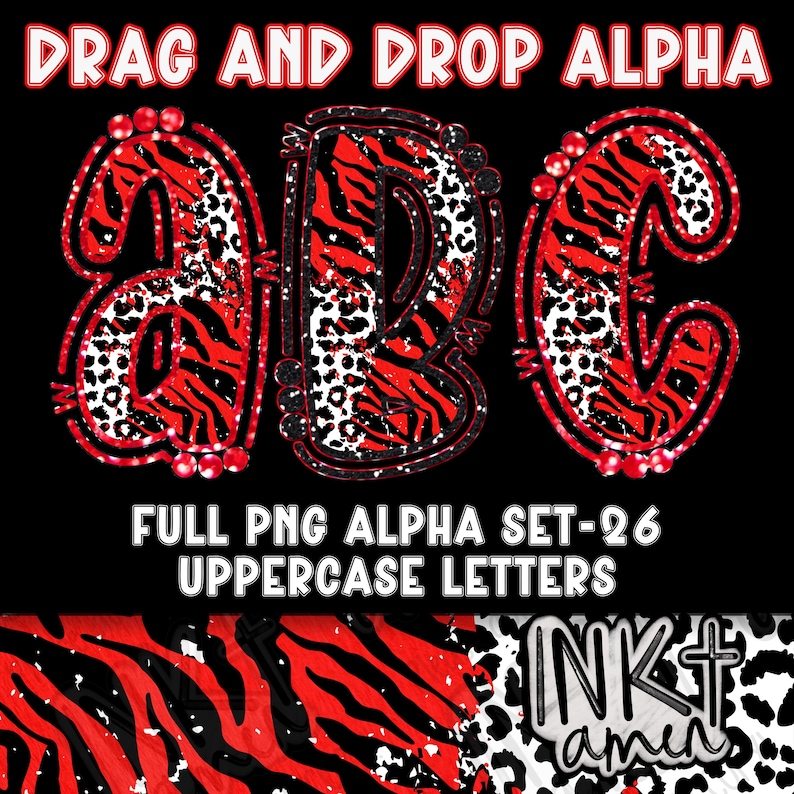 Stripes Alpha Pattern Red Tiger Stripe Alpha PNG Set, Drag and Drop Uppercase Letters ...