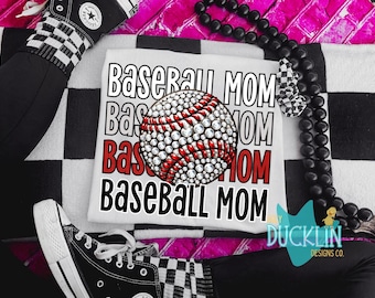 Baseball Mom PNG Faux Bling Download Team Spirit Sublimation