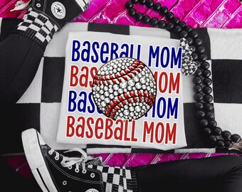 Baseball Mom PNG Faux Bling Download Team Spirit Sublimation