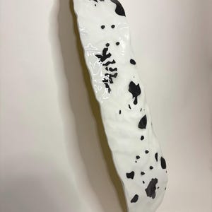 Cow Print - Skater Vibe - Milk Paint - Epoxy Resin - Skateboard Decor - Handcrafted - Handcarved Wooden Skateboard - Skate Aesthetic - Gloss