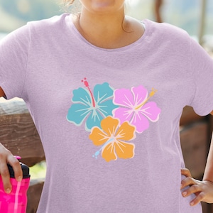 アロハTシャツ、花柄トラベルシャツ、ハワイアンバケーションゲッタウェイTシャツ、女性へのギフト用アロハハワイシャツ、ハワイ好きの女性へのギフト