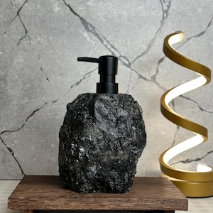 Natural Stone Soap Dispenser - Handmade, Stylish Bathroom Accessory, Unique Nature Pattern