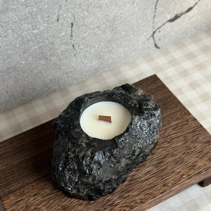Handmade Natural Stone Scented candles – Unique Crystal Candle Holder – Home Decor – Zen Aesthetic – Boho Gift – Made in Ukraine