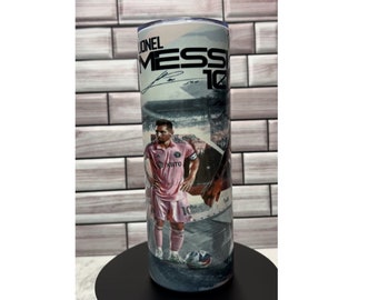 Messi soccer tumbler 20oz with straw