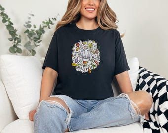 Whimsical Chef's Hat Illustration Surrounded by Fresh Vegetables Perfect for Culinary Decor or Food Lover Gifts