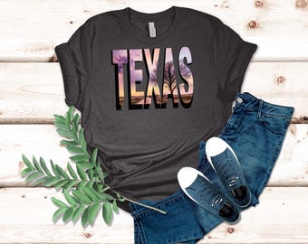 Texas Sunset Graphic Tee for Lone Star State Lovers Featuring Vibrant Sky and Rustic Charm Ideal for Texas Pride