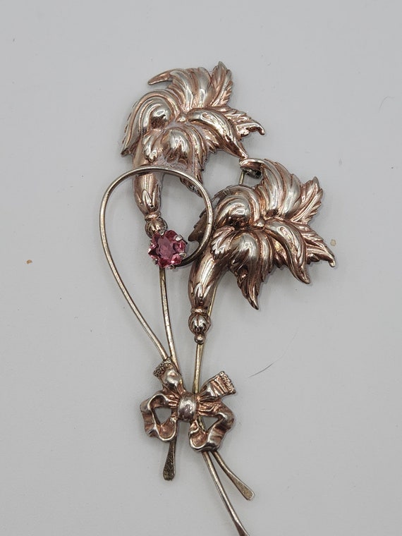 Vintage Sterling Silver Double Flower Brooch