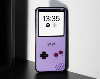 Vintage Gameboy Console iPhone Wallpaper | Purple Retro Gaming Background | Old School Mobile Lock Screen | Digital Download Art