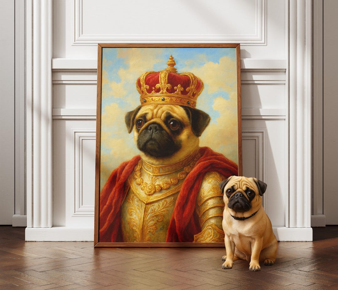 Custom Royal Dog Portrait Personalized Pet Painting From Photo Funny ...