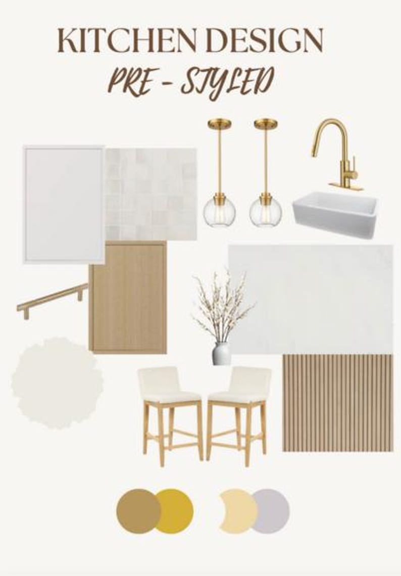 Organic Modern Kitchen Pre-styled Design Guide Mood Board - Etsy