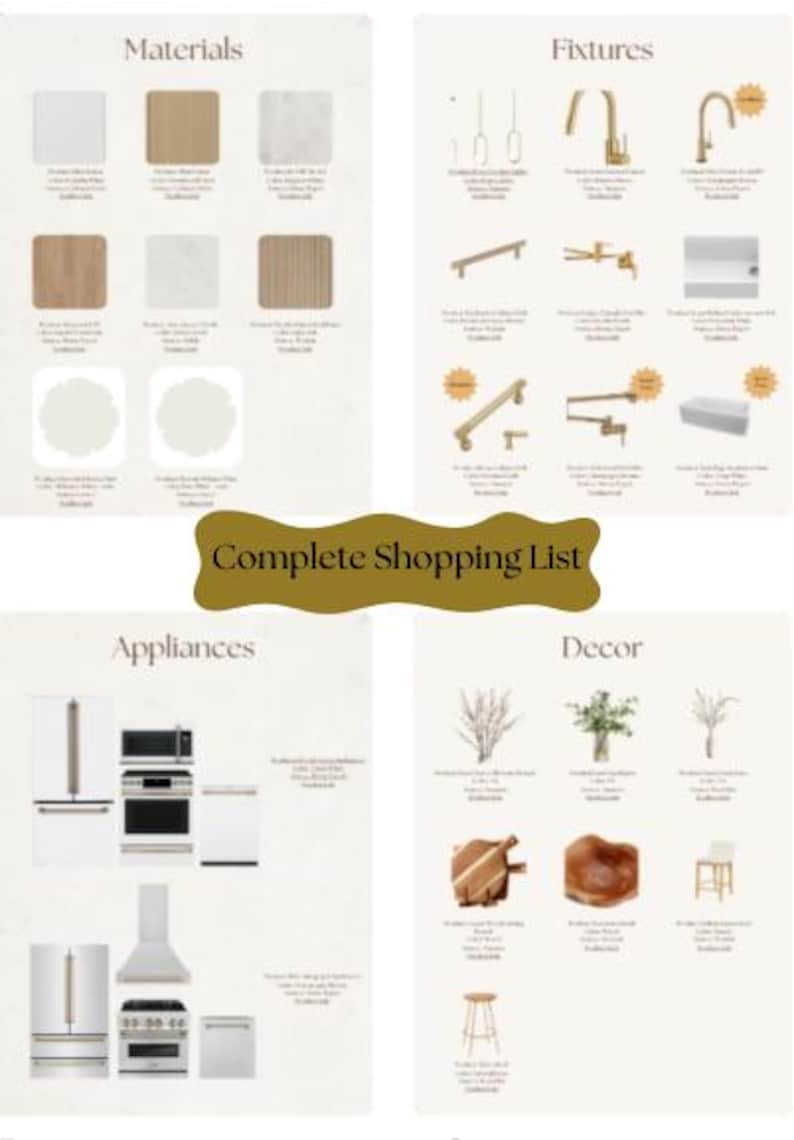 Organic Modern Kitchen Pre-styled Design Guide Mood Board - Etsy