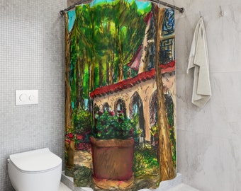 Island Escape - Version I --- Rideau de douche en polyester - Créé à la main à partir de la peinture originale de l'artiste Marc Melis