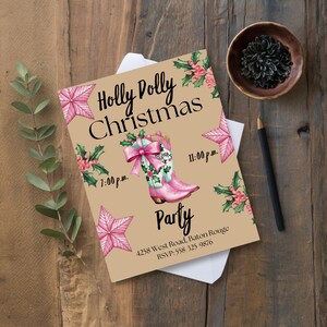 Country Christmas Invite, Girly Country Christmas Invite, Holly Dolly Christmas Invite