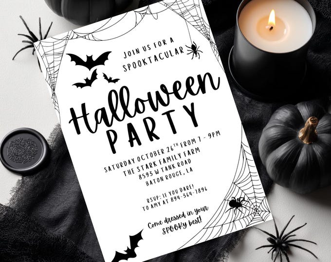 Halloween Party Invitation, Minimalist Halloween Invite