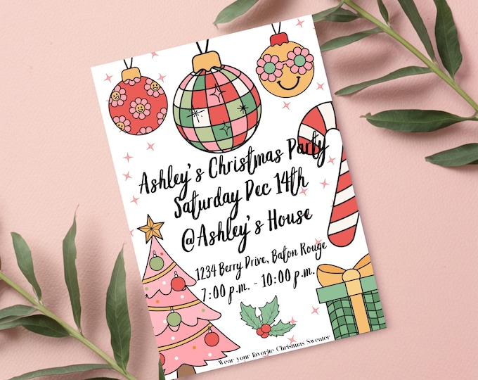 Groovy Christmas Party Invite: Retro Holiday Design