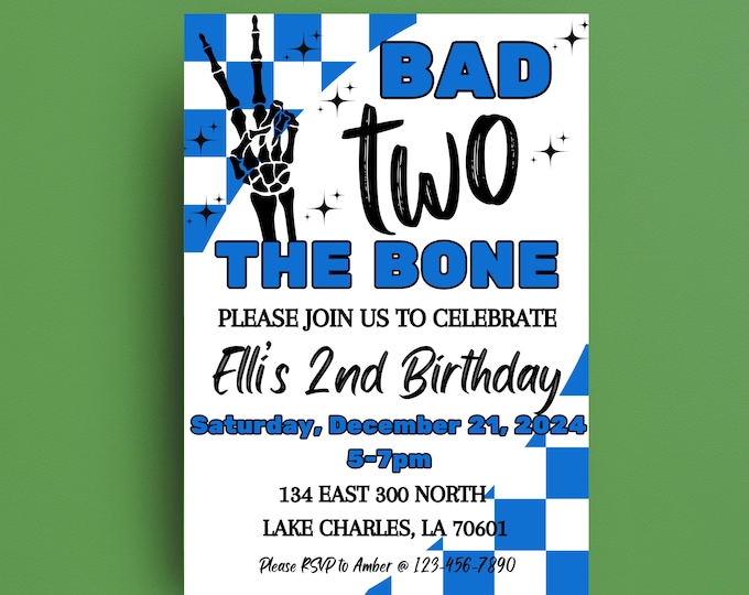Bad Two the Bone Birthday Invite: Skater Boy 2nd Birthday