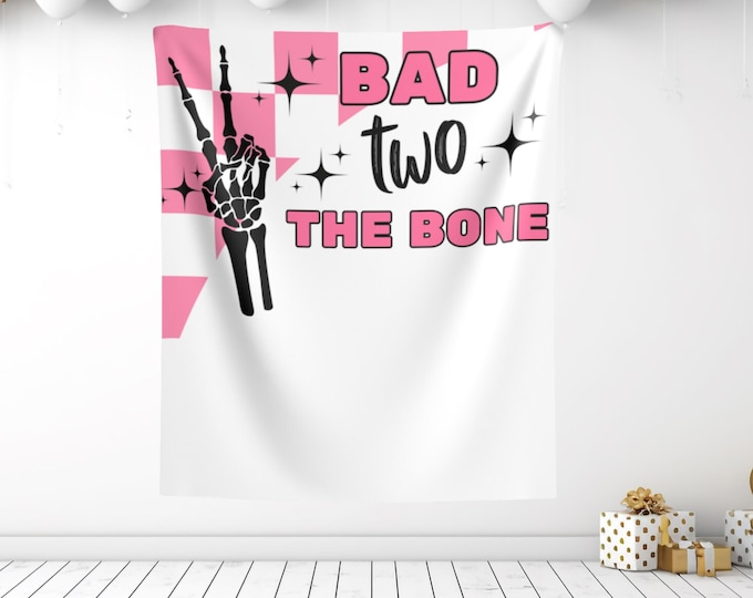 Bad Two the Bone Birthday Party Backdrop: Polyester Party Decor
